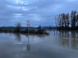 High water across an Oregon highway.
