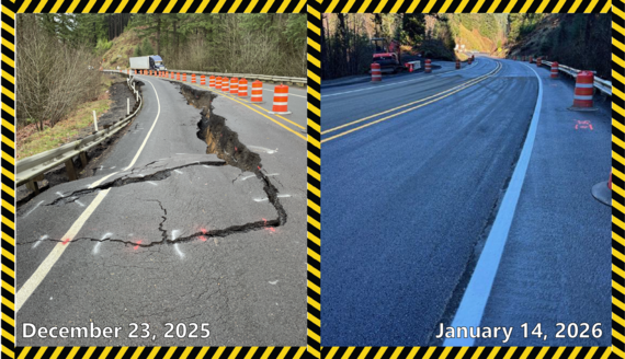 Photo comparison showing OR 6 on Dec 23 and Jan 14