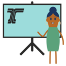Icon of person standing in front of board indicating an in-person meeting