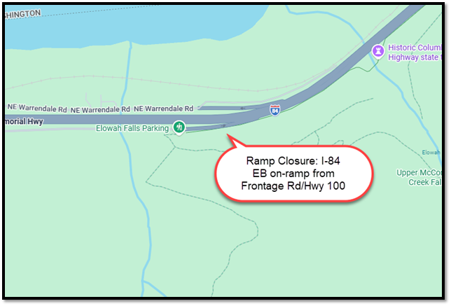 I-84 EB on-ramp from Frontage Rd - Hwy 100