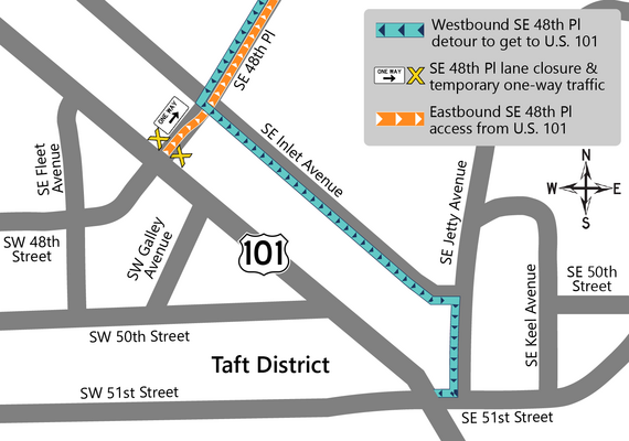 Detour map showing how to get around the closure