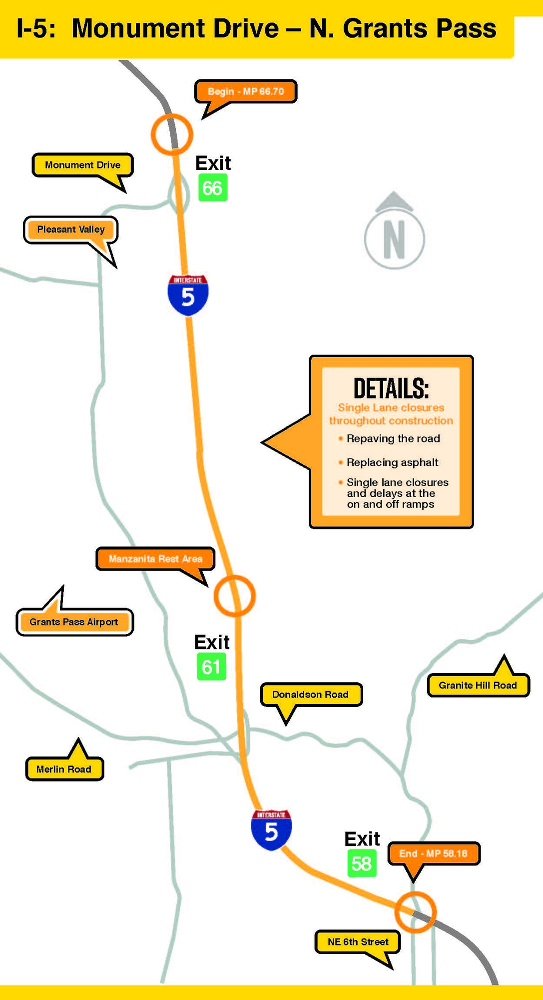I-5 Monument Drive to N. Grants Pass Project Area Map