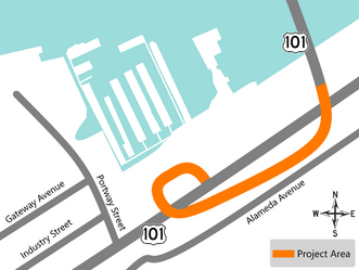 Project area map of the Astoria-Megler Bridge repairs planned to start in 2027