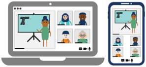 virtual event laptop and smartphone icon