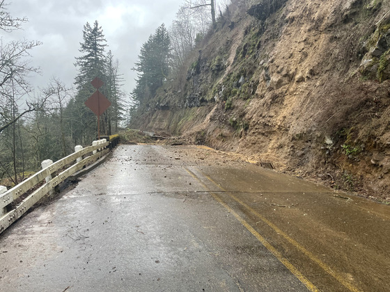 Historic Columbia River Highway landslide March 11. Photo taken March 12.