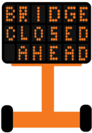 Bridge closed ahead message board icon