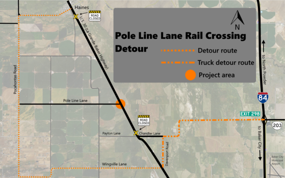 Detour map for Pole Line Lane project.
