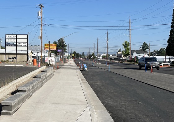 Highway work zone on OR 99 north of Phoenix in June 2025