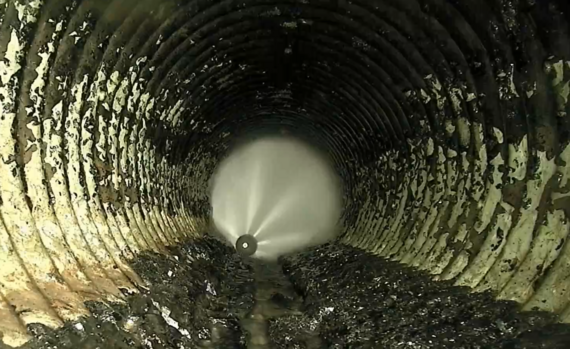 View from inside a culvert between the Sandy River and Multnomah Falls before the repairs were complete.