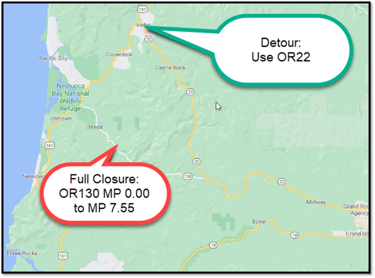 Full closure of OR130