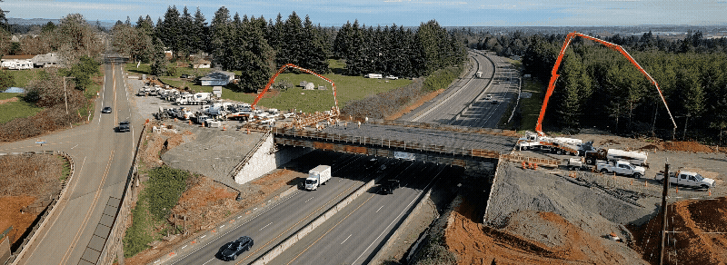 Gif showing the concrete deck pour on the new Battle Creek Bridge over I-5