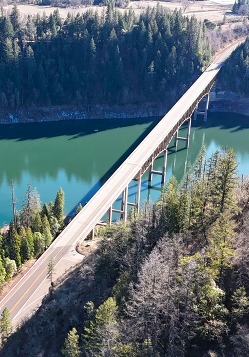 Peyton Bridge spans the north end of Lost Creek Lake