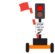 Gif showing an automated flagging assistant device moving