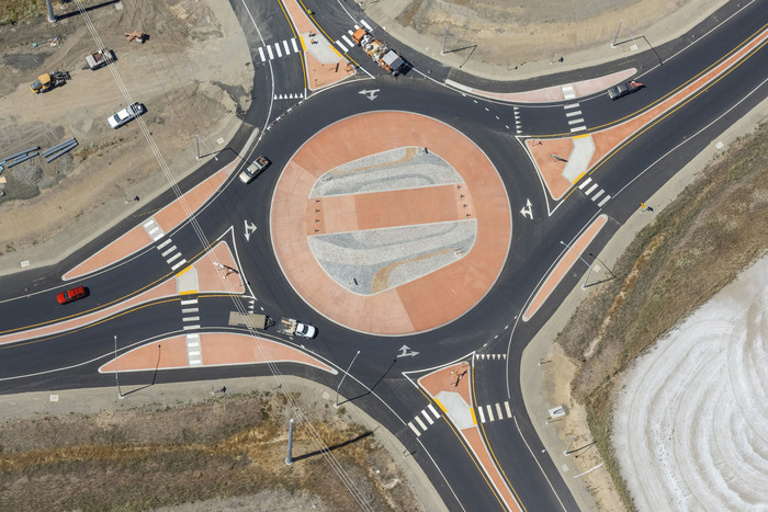 Aerial view of a roundabout