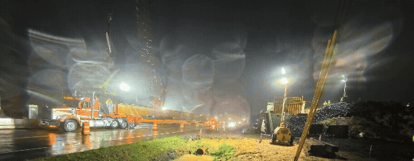 Gif showing the beams for the new off-ramps to OR 18 bridge over OR 219