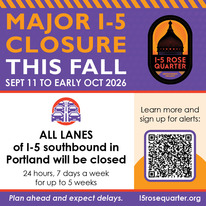 I-5 road closure graphic