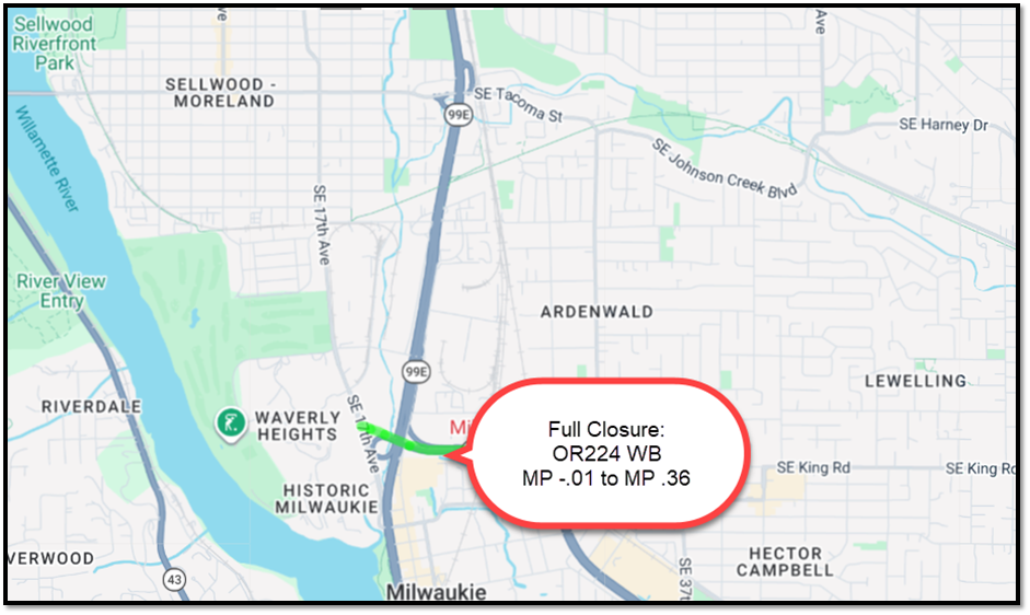 Full Closure_OR224 WB MP -.01 to MP .36 