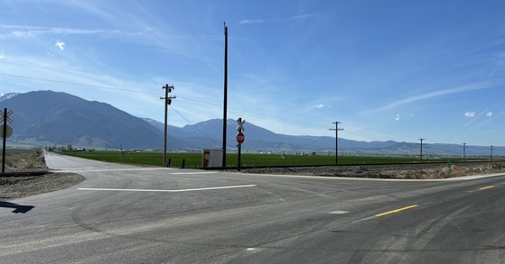 Pole Line Lane rail crossing in May 2026, after construction