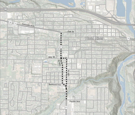 The City of Hood River assumed jurisdiction over this section of OR 281 from ODOT as of July 1, 2026.