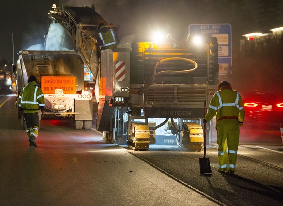 Night paving maintenance work.