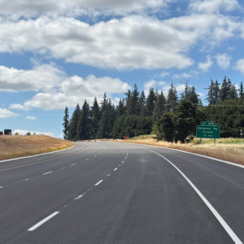 View of newly paved southbound I-5