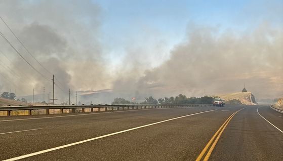 A wildfire recently burned along OR 11 near Milton-Freewater.
