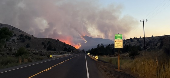 A wildfire burns near Juntura and US 20