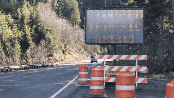 Photos of the OR 6 construction work zone