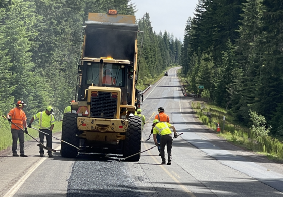 Paving on OR 138 in June