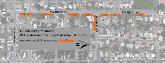 Drilling locations for Hermiston along OR 207.