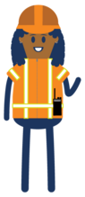 Construction worker waving cartoon