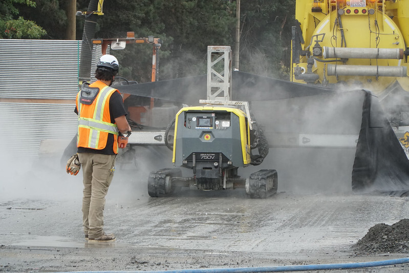 Hydroblasting taking place during I-5 Closure through the Rose Quarter