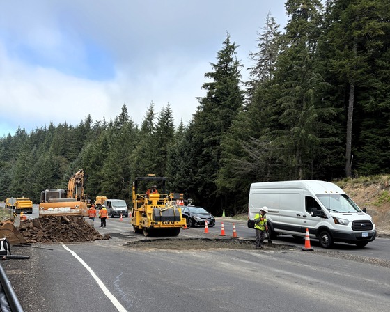 ODOT crews smooth out “the bump” on U.S. 26 at milepost 13 ahead of the rain.