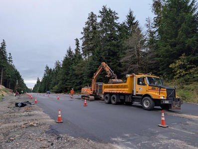 A smoother road at “the bump” on U.S. 26 at milepost 13 after ODOT crews completed maintenance ahead of the rain.