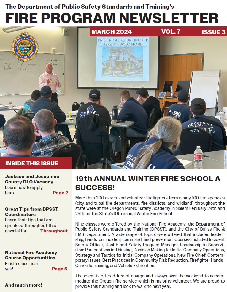 DPSST Fire Program Newsletter