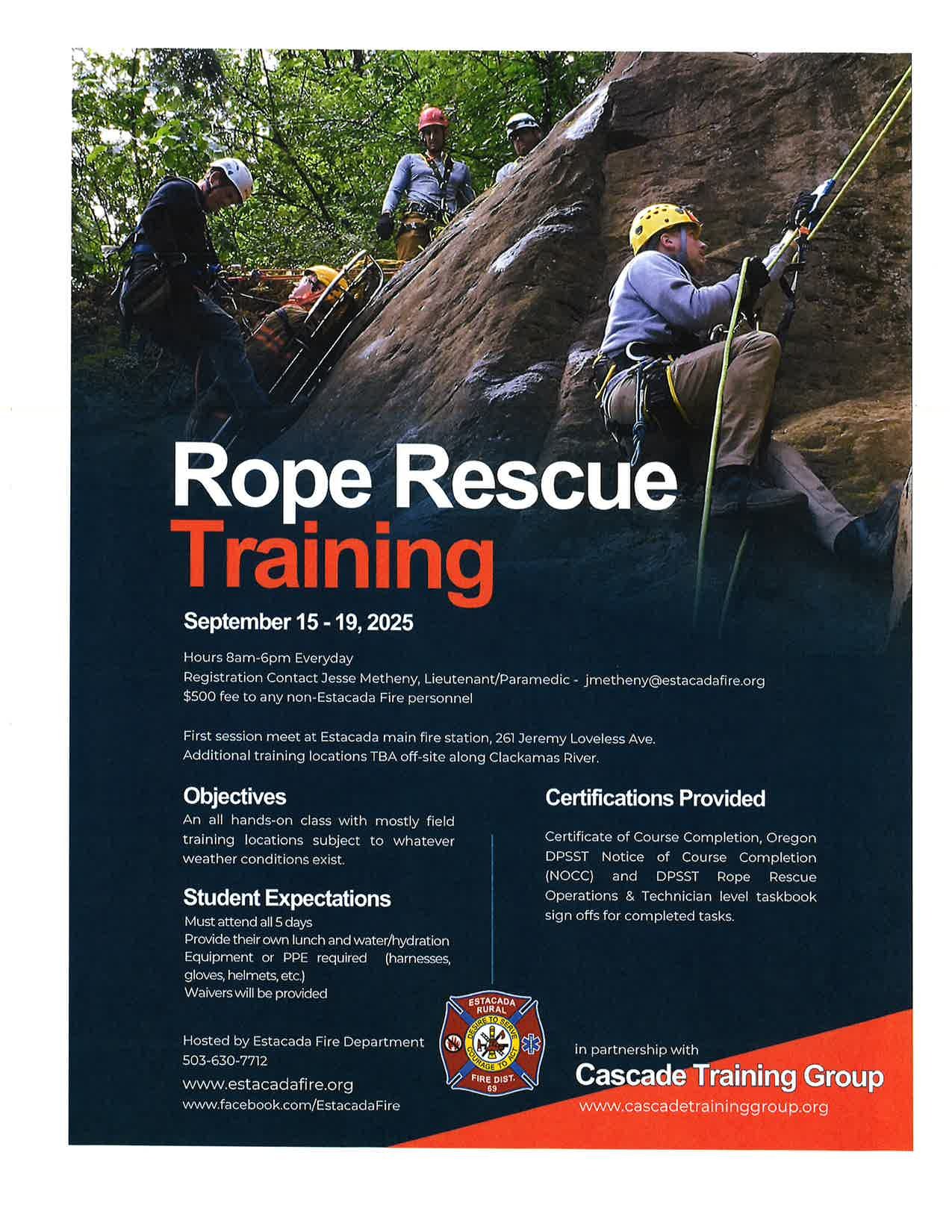 Rope Rescue Training Opportunity
