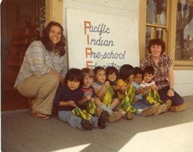 Angie Morrill with students