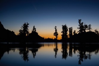 Comet NEOWISE above the sky at Lone Pine Lake