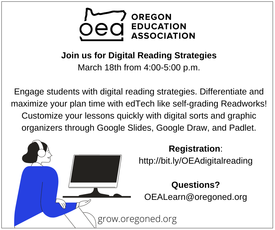 Flyer for OEA /NEA Digital Learning Workshop
