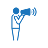 Announcement icon of person speaking into megaphone