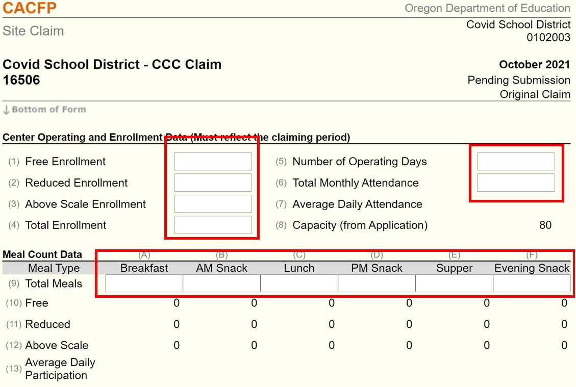 Image of CNPweb claims with red boxes over information needed.