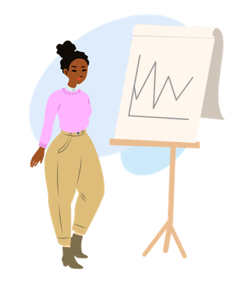 graphic design image of black woman teaching