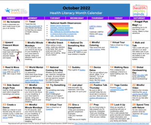 Health literacy calendars