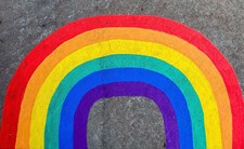 Rainbow drawn on a sidewalk