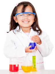 Young girl with science equipment