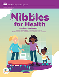 Image of a newsletter with a purple background with the words "Nibbles for Health"