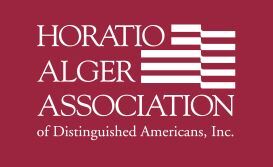 red and white logo for Horatio Alger Assn