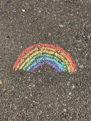 rainbow on asphalt
