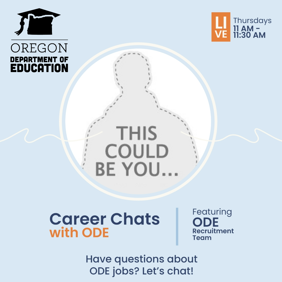 ODE Career Chats Flyer, Join us every Thursday at 11:00am to 11:30am. 