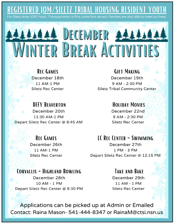 Siletz winter schedule 